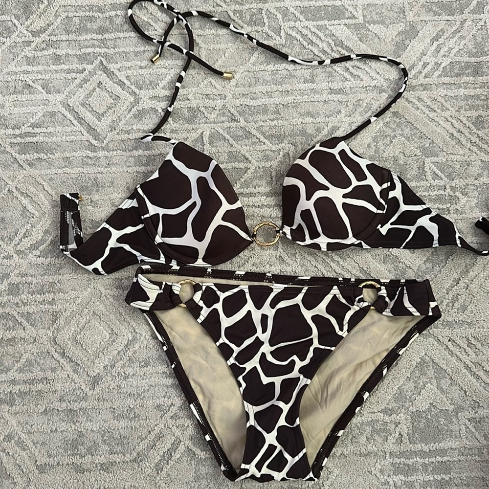 Sexy brown giraffe print push up bikini by Victorias Secret size XS